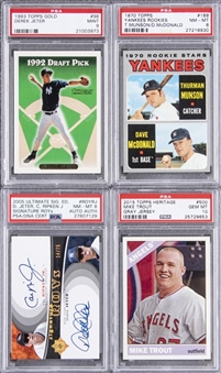 1970-2015 Topps and Upper Deck PSA-Graded Collection (4) Including Signed Card